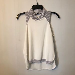 Zara White and Lavender Gray Turtleneck Top | S